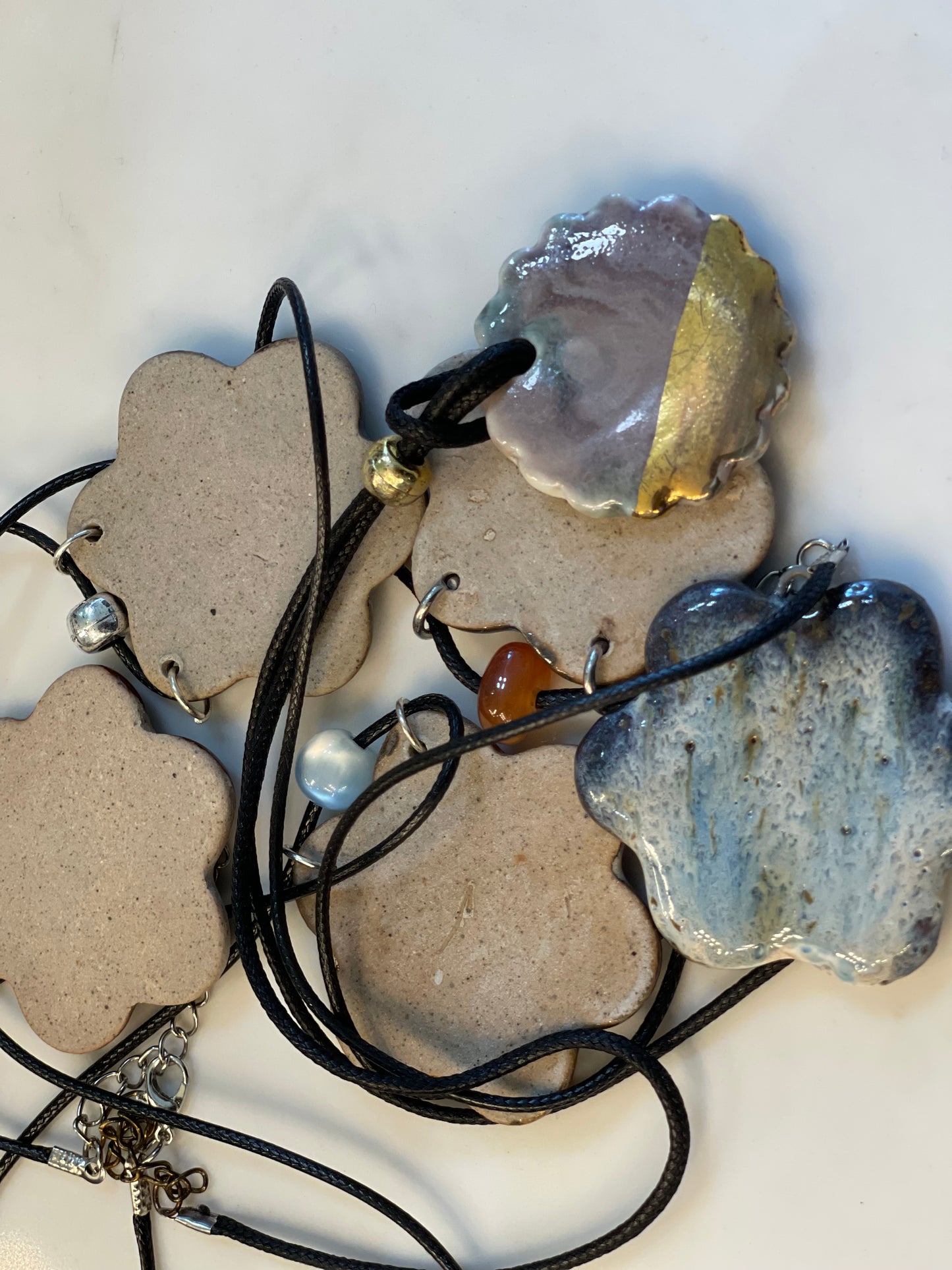 Blue Cloud Ceramic Pendant Necklace