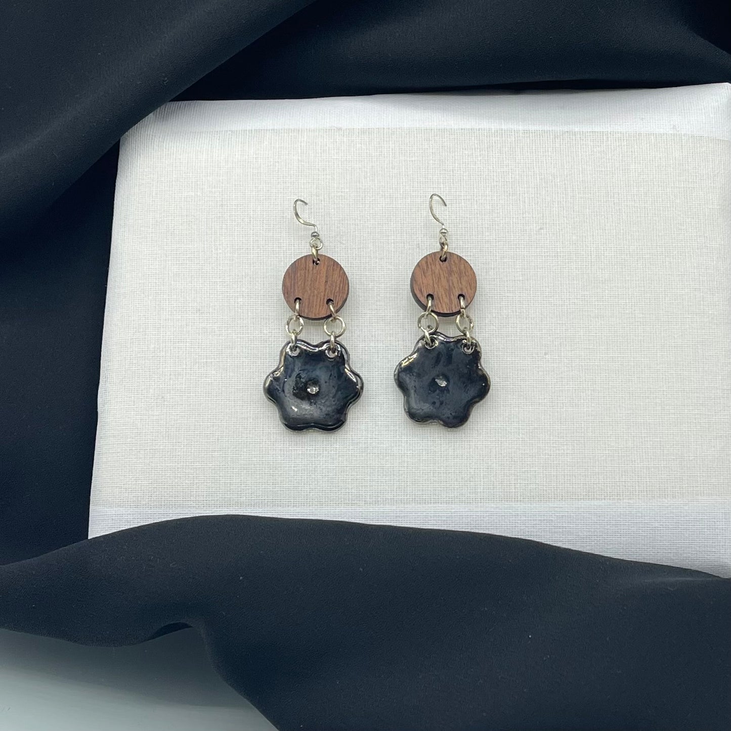 Ceramic and Birch Wood Earrings