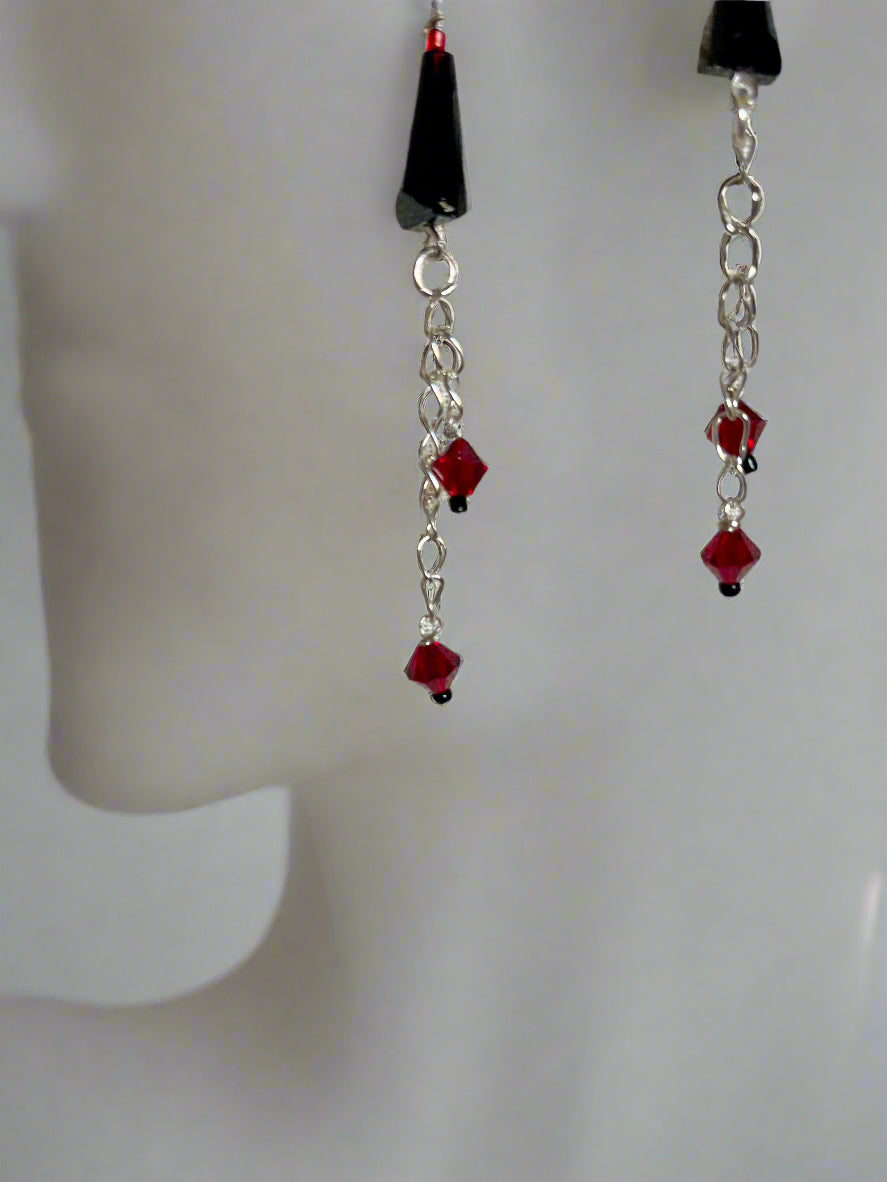 Red Drop and Dangle Earrings