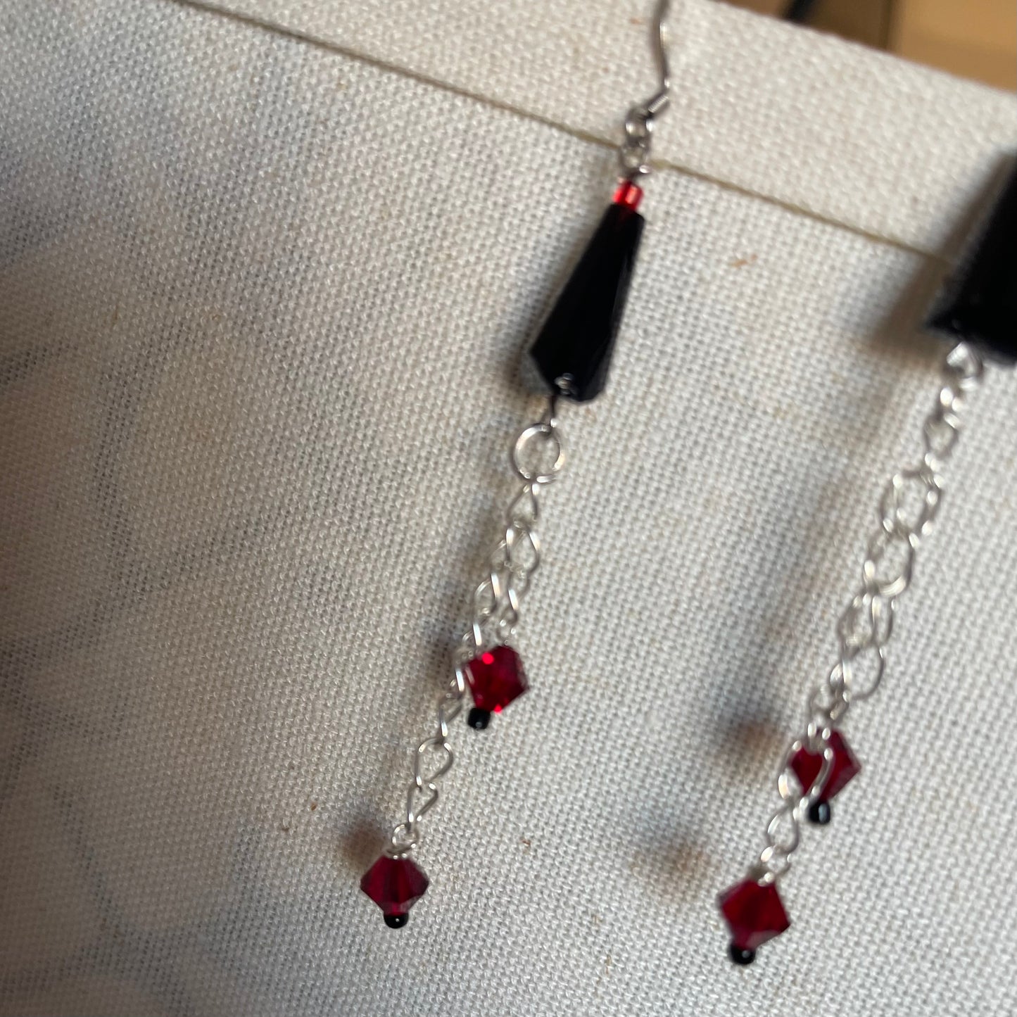 Red Drop and Dangle Earrings