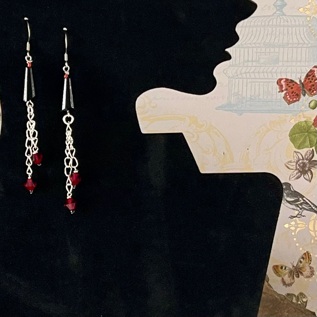 Red Drop and Dangle Earrings