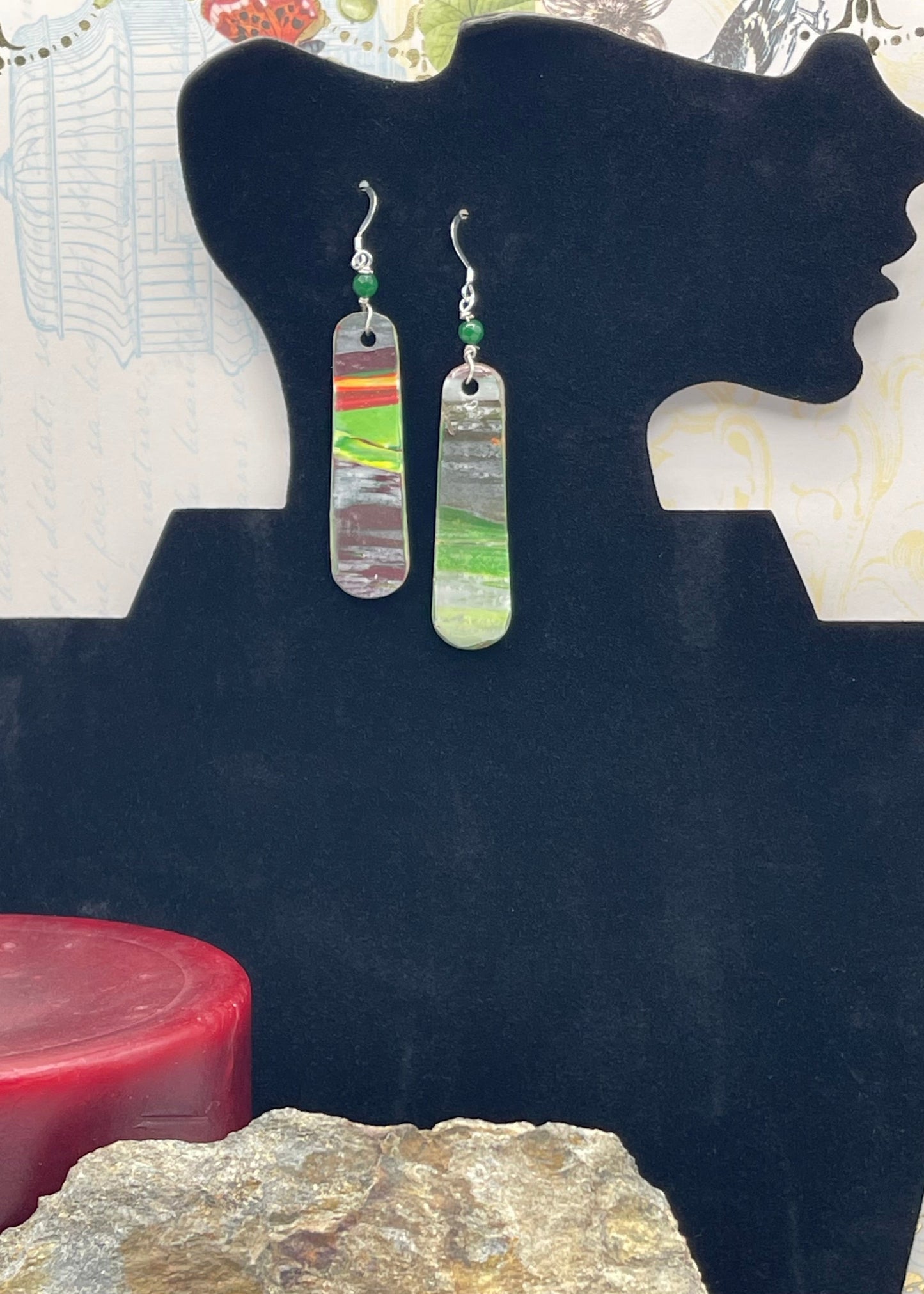 Green Landscape Earrings