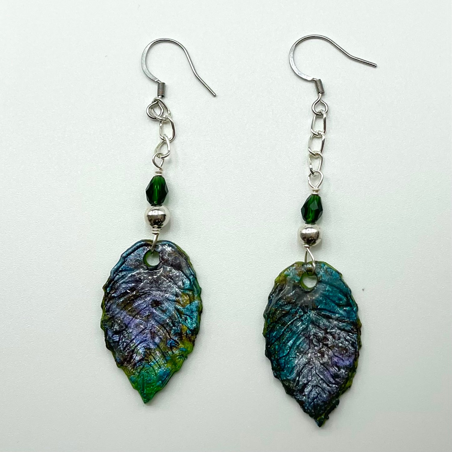 Drop and Dangle Green Leaf Earrings