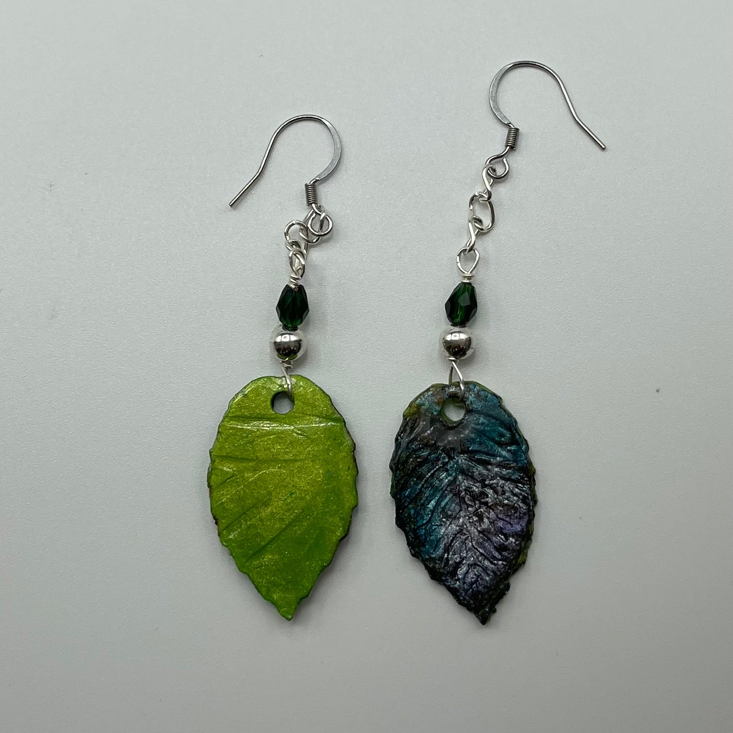 Drop and Dangle Green Leaf Earrings