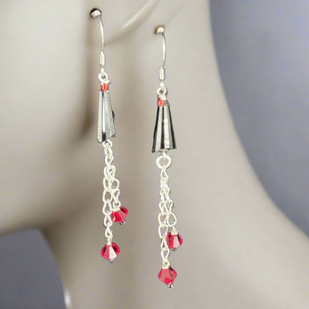 Red Drop and Dangle Earrings