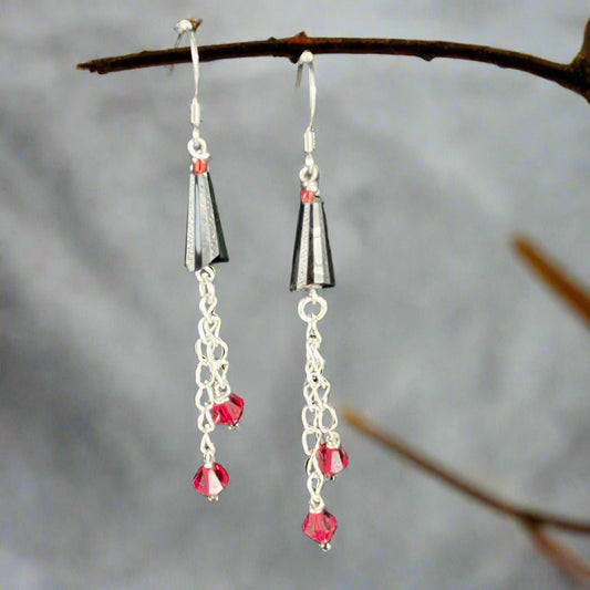 Red Drop and Dangle Earrings