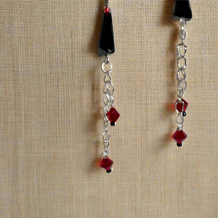 Red Drop and Dangle Earrings