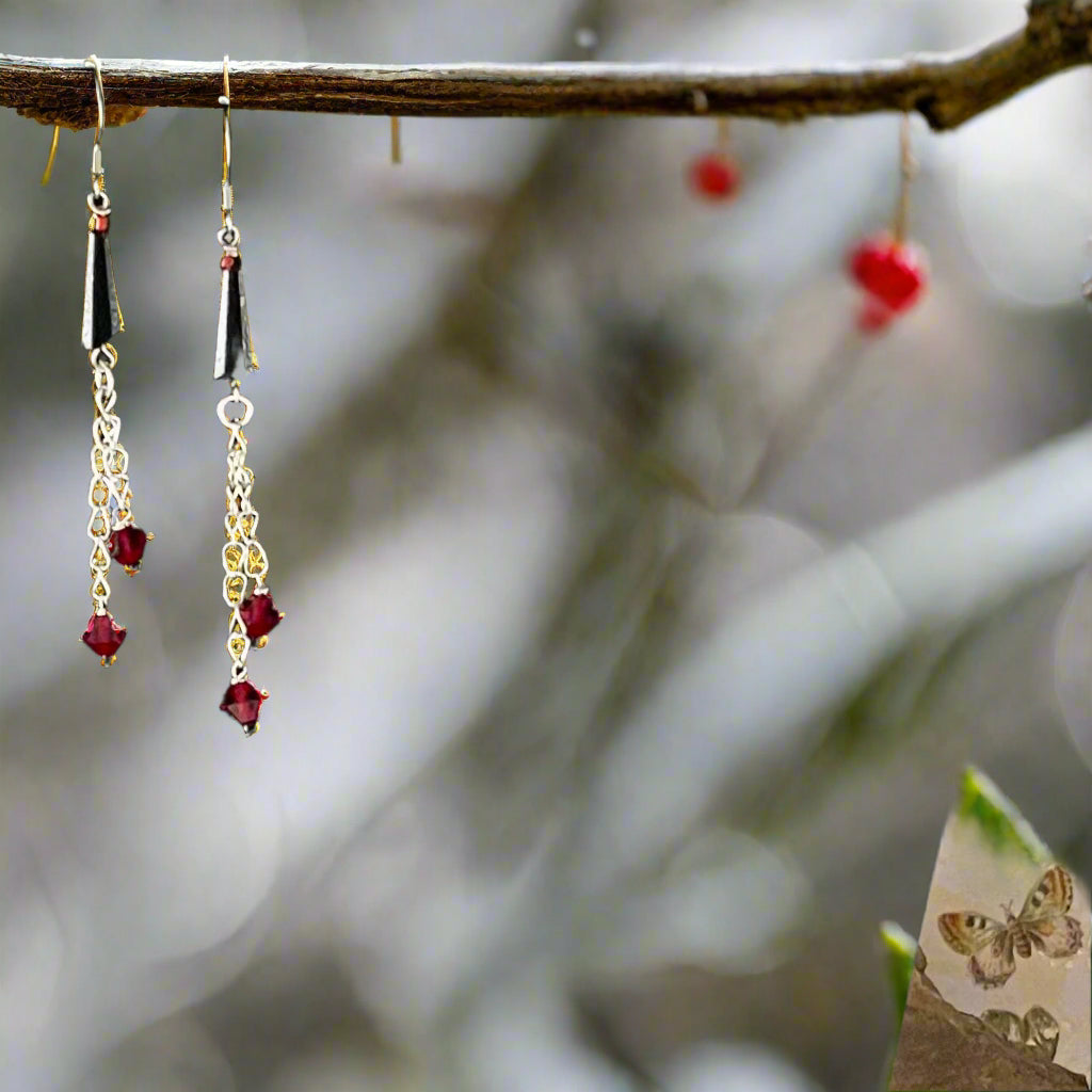 Red Drop and Dangle Earrings