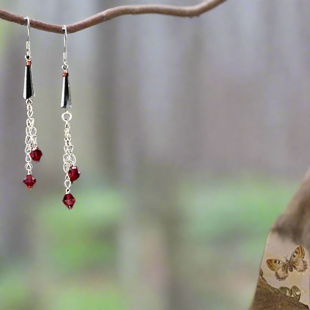 Red Drop and Dangle Earrings