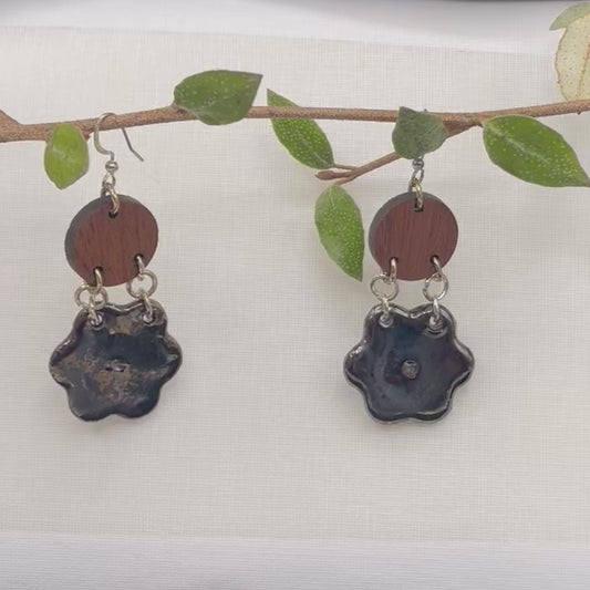 Ceramic and Birch Wood Earrings