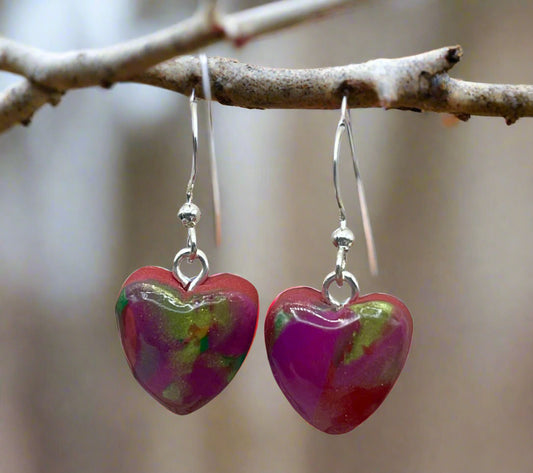 Small heart shaped pendant earrings