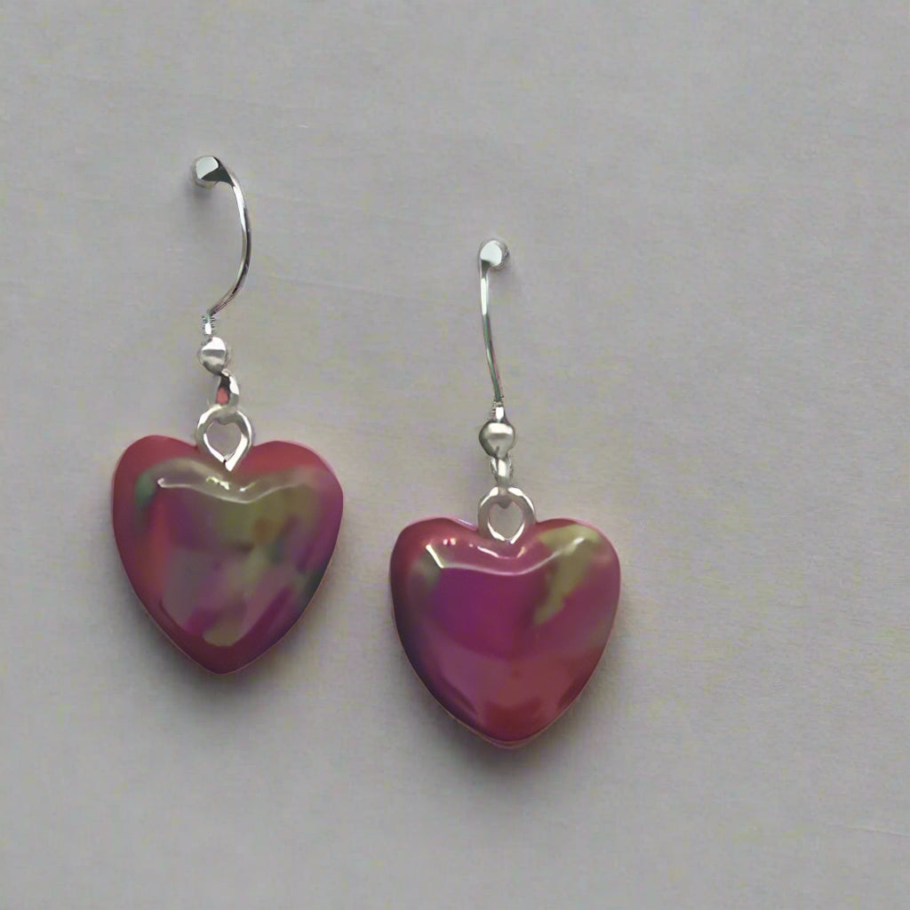 Small heart shaped pendant earrings